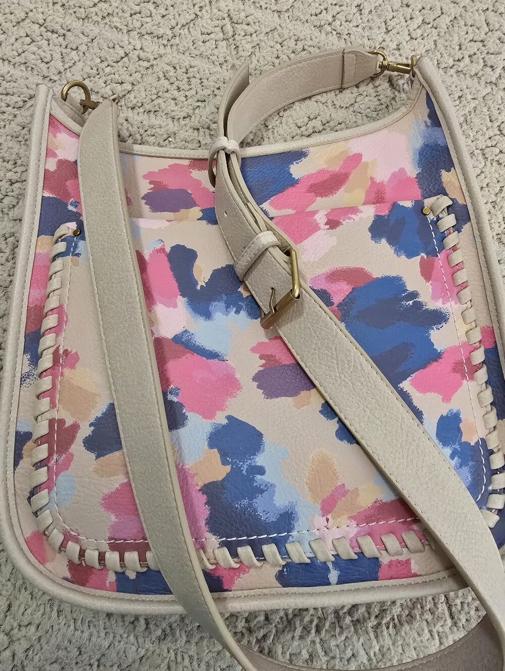 Painted Neutral Crossbody Bag in Pink & Blue